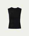 Akris Sleeveless Fitted Silk Stretch Knit Top In Black