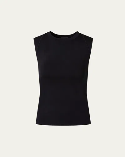 Akris Sleeveless Fitted Silk Stretch Knit Top In Black