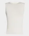 Akris Sleeveless Fitted Silk Stretch Knit Top In Ecru