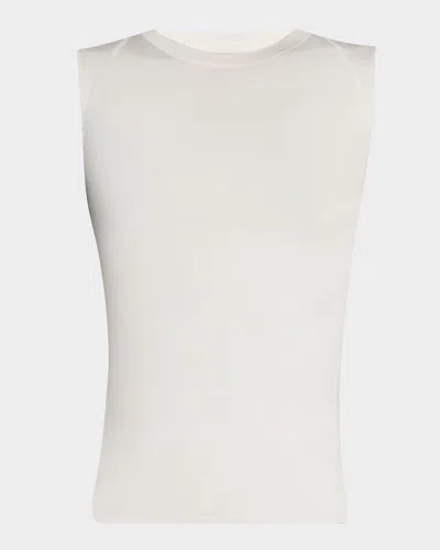 Akris Sleeveless Fitted Silk Stretch Knit Top In Ecru