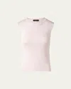 Akris Sleeveless Fitted Silk Stretch Knit Top In Seashell