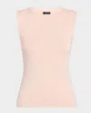 Akris Sleeveless Fitted Silk Stretch Knit Top In Seashell