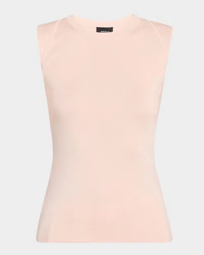 Akris Sleeveless Fitted Silk Stretch Knit Top In Seashell