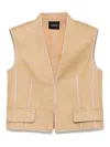 Akris Alvaro Short Raffia Leather-trim Vest In Neutral