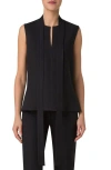 Akris Sleeveless Linen & Wool Blouse In Black