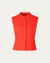 Akris Sleeveless Linen Button-front Blouse In Red