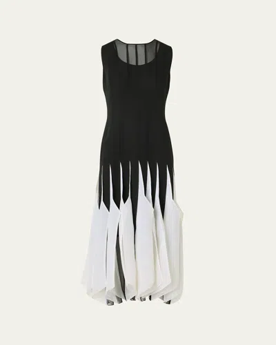 Akris Sleeveless Panama Silk Organza Seamed Midi Dress In Multi