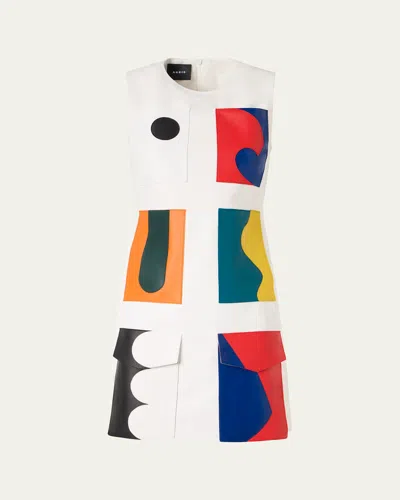 Akris Sleeveless Paravent Nappa Lambskin Leather Mini Dress In Multi