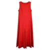 Akris Sleeveless Pleated Midi Dress In Red Cotton In Red