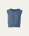 Akris Sleeveless Sequined Crewneck Top In Blue