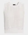 Akris Sleeveless Sequined Linen Cotton Sweater In White