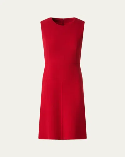 Akris Sleeveless Sheath Wool Dress In Ruby