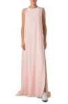 Akris Layered Shoulder Cutout Silk Gown In Peach