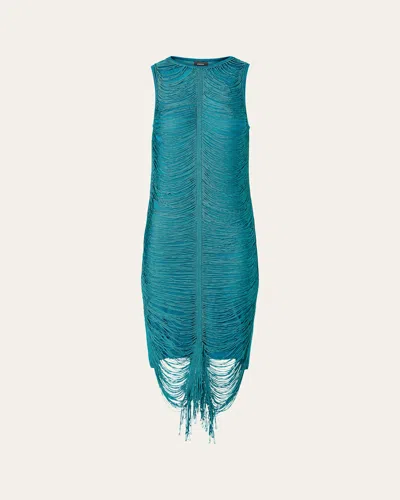 Akris Sleeveless Silk Knit Midi Sheath Dress In Blue