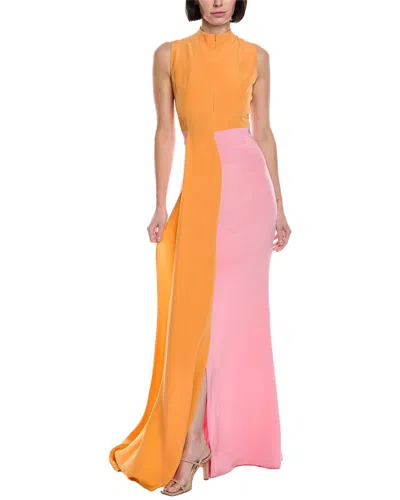 Akris Sleeveless Silk Maxi Dress In Orange