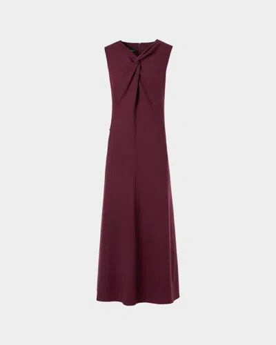 Akris Sleeveless Twisted Knot Wool Double-face Midi Dress In Burgundy