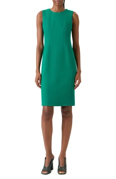 Akris Sleeveless Virgin Wool Sheath Dress In Green