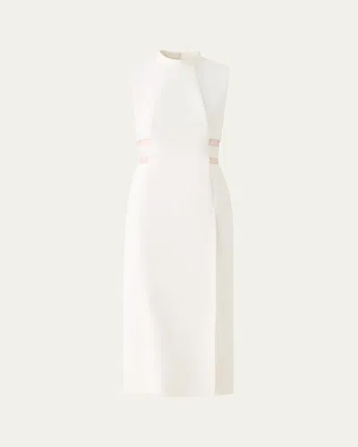 Akris Sleeveless Waist-inset Side-slit Midi Dress In White