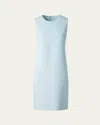 Akris Sleeveless Wool Crepe Double-face Sheath Dress In Stone Blue