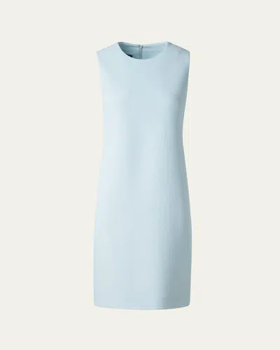 Akris Sleeveless Wool Crepe Double-face Sheath Dress In Stone Blue