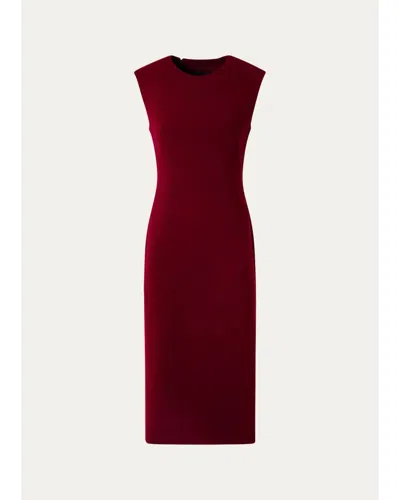 Akris Sleeveless Wool Crepe Double-face Zip Slit Midi Dress In Red