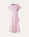 Akris Slit-sleeve Denim Stretch A-line Midi Dress In Blush