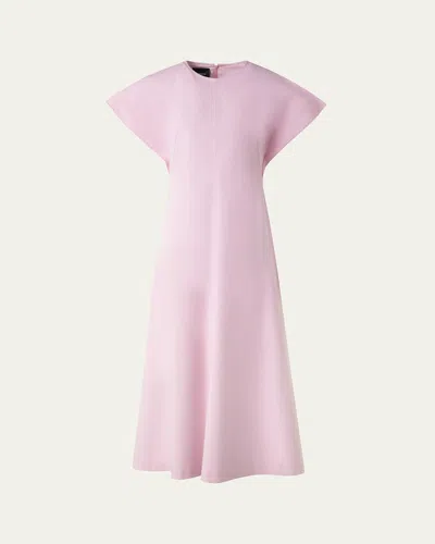 Akris Slit-sleeve Denim Stretch A-line Midi Dress In Blush
