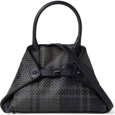 AKRIS AKRIS SMALL AI PLAID WOVEN LEATHER CONVERTIBLE TOTE 