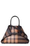 Akris Small Al Plaid Woven Leather Tote In Camel/mocca