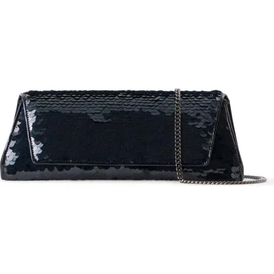 Akris Small Anouk Sequin Trapazoid East/west Clutch In Black