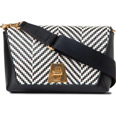 Akris Small Anouk Two-tone Leather Crossbody Bag In 119 Ecru/black