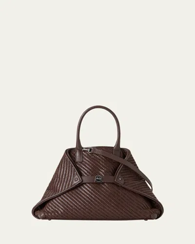 Akris Small Woven Leather Tote Bag In Brown