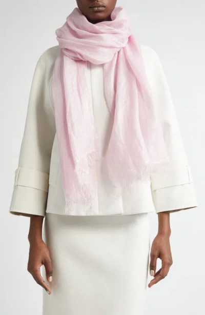Akris Solid Laminated Gauze Fringe Scarf In Pink