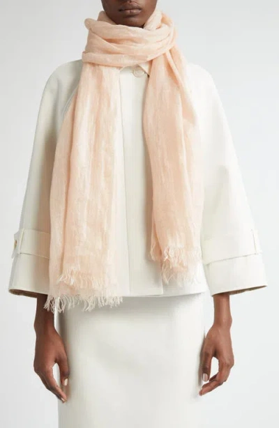 Akris Solid Laminated Gauze Fringe Scarf In Pink
