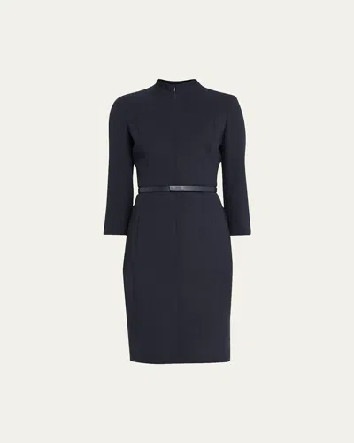 Akris Split-neck Double-face Wool Sheath Dress