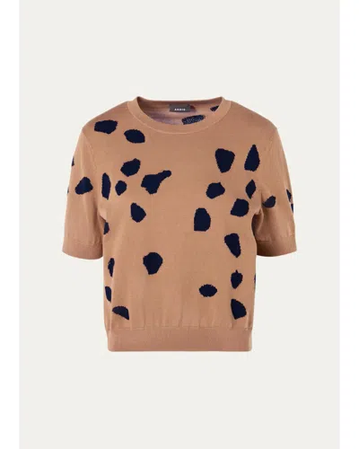 Akris Spotted Appaloosa Cotton-blend Knit Sweater In Brown