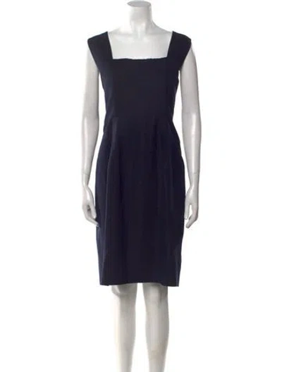 Pre-owned Akris Square Neckline Knee-length Dress In Blue