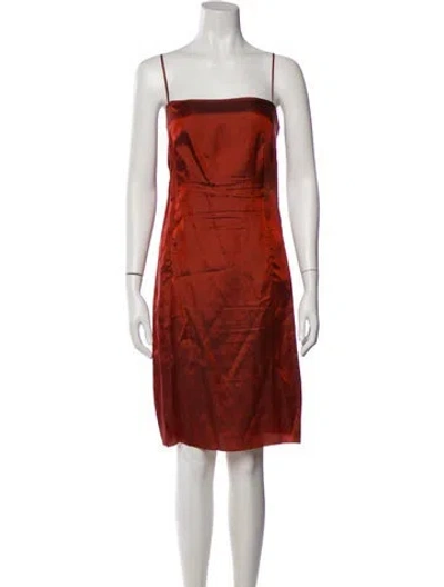 Pre-owned Akris Square Neckline Knee-length Dress In Orange