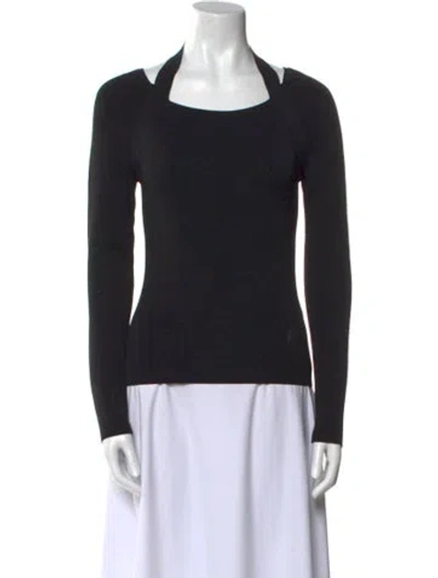 Pre-owned Akris Square Neckline Long Sleeve Top W/ Tags In Black