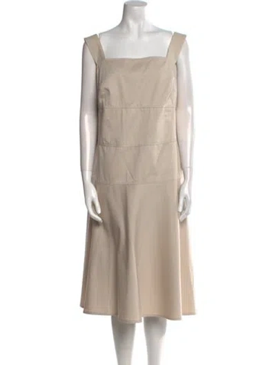Pre-owned Akris Square Neckline Midi Length Dress In Neutral