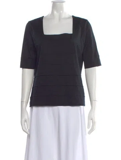 Pre-owned Akris Square Neckline Short Sleeve Top In Blue