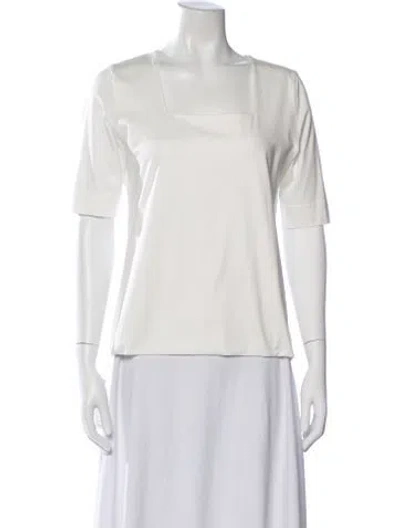 Pre-owned Akris Square Neckline Short Sleeve Top In White