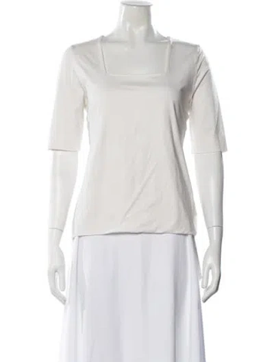 Pre-owned Akris Square Neckline Short Sleeve Top In White
