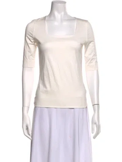 Pre-owned Akris Square Neckline Three-quarter Sleeve Top In Neutrals