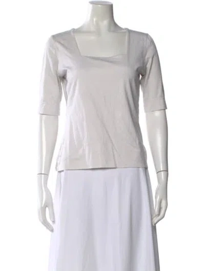 Pre-owned Akris Square Neckline Three-quarter Sleeve Top In White