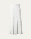 Akris Stonewashed Linen-wool Pleated Midi Skirt In Ecru