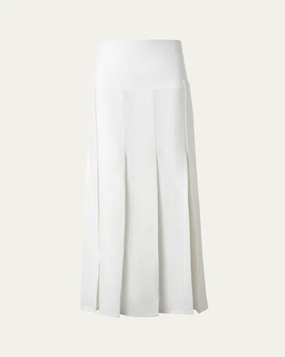 Akris Stonewashed Linen-wool Pleated Midi Skirt In Ecru