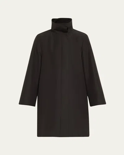 Akris Straight Silk Wool Cashmere Double Coat In Black