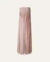 Akris Strapless Silk Georgette Ribbon Gown In Seashell