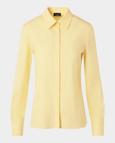 Akris Stretch Poplin Button-front Shirt In Yellow